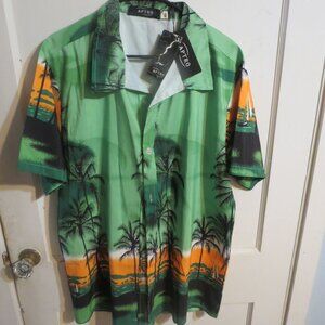 Aptro Hawaiian Casual Button Down Shirt Men's 5 XL Colorful Beach Shirt New